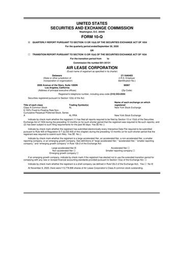 Thumbnail Air Lease Corporation
 10-Q Quarterly Report FY2020 