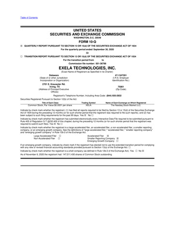 Thumbnail Exela Technologies
 10-Q Quarterly Report FY2020 