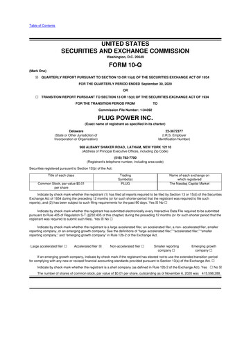 Thumbnail Plug Power 10-Q Quarterly Report FY2020 