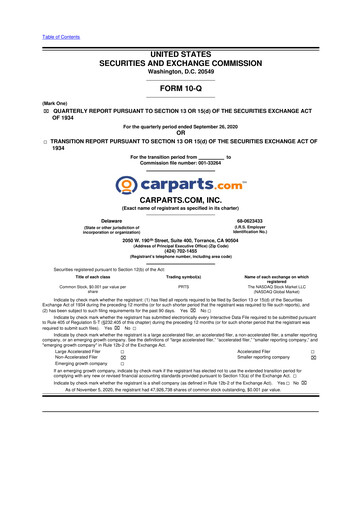 Thumbnail CarParts.com
 10-Q Quarterly Report FY2020 