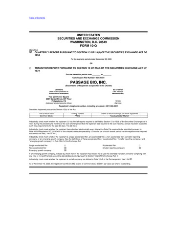 Thumbnail Passage Bio 10-Q Quarterly Report FY2020 
