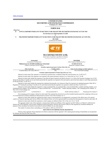 Thumbnail TE Connectivity
 10-K Annual Report 2020