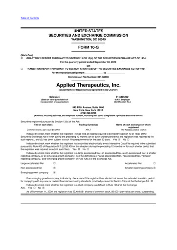 Thumbnail Applied Therapeutics 10-Q Quarterly Report FY2020 