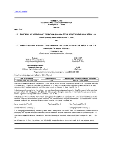 Vorschaubild Citi Trends, Inc. 10-Q Quartalsbericht  