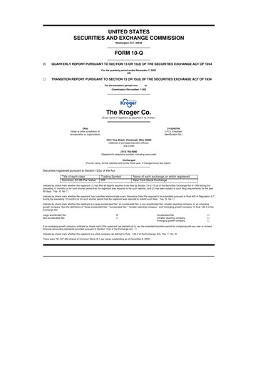 Miniature Kroger 10-Q Rapport trimestriel 2020 