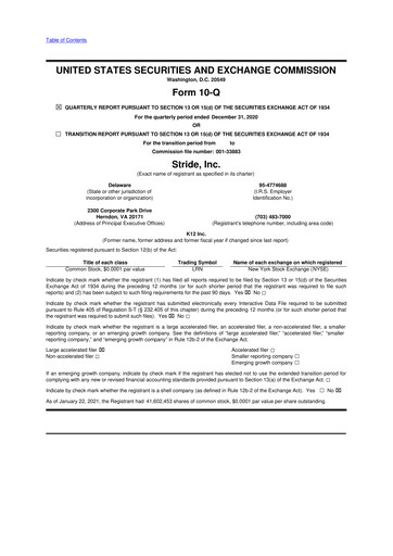 Thumbnail Stride (K12 Education)
 10-Q Quarterly Report FY2021 