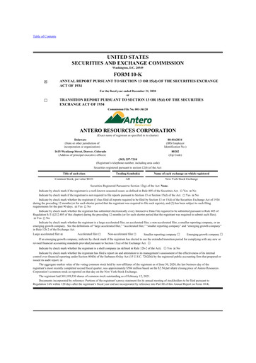 Thumbnail Antero Resources
 10-K Annual Report 2020