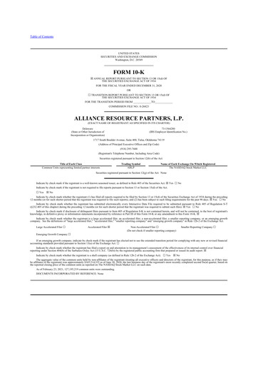 Thumbnail Alliance Resource Partners 10-K Annual Report 2020