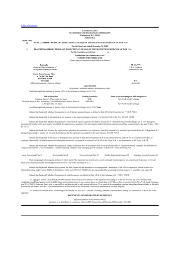 Miniature Nabors Industries
 10-K Rapport annuel 2020