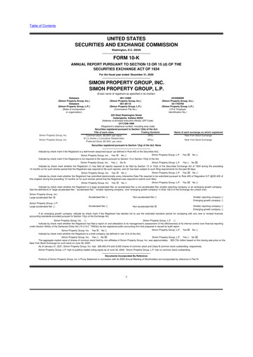 Thumbnail Simon Property Group 10-K Annual Report 