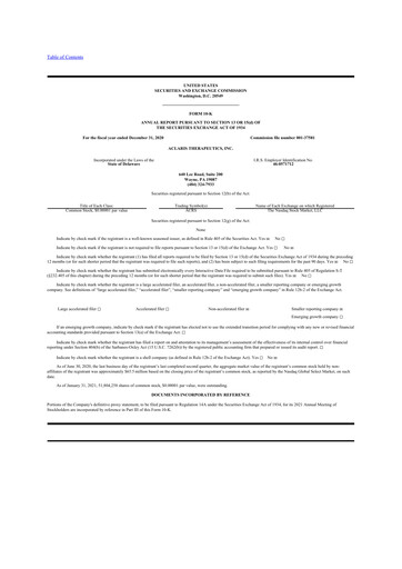 Thumbnail Aclaris Therapeutics 10-K Annual Report 2020