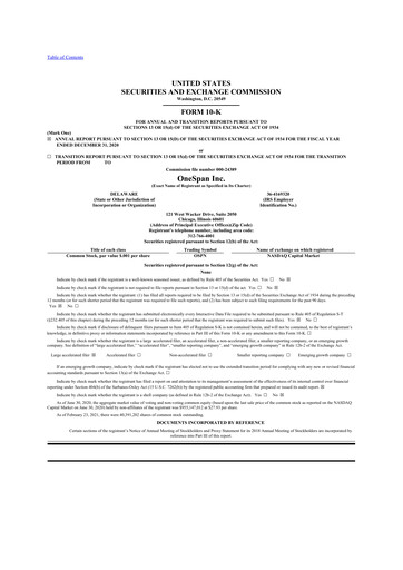 Thumbnail OneSpan 10-K Annual Report 2020