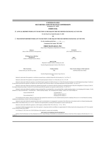 Miniature First Hawaiian Bank
 10-K Rapport annuel 2020