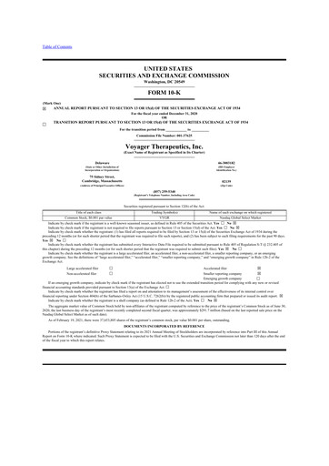 Thumbnail Voyager Therapeutics
 10-K Annual Report 2020