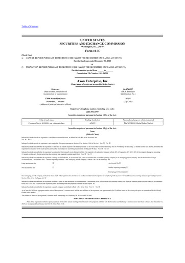 Thumbnail Axon Enterprise
 10-K Annual Report 2020