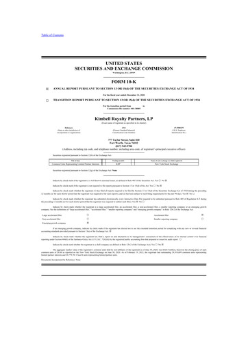 Thumbnail Kimbell Royalty Partners 10-K Annual Report 2020