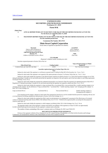 Thumbnail Main Street Capital
 10-K Annual Report 