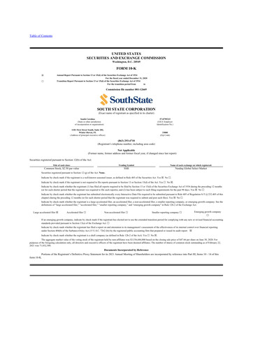 Thumbnail South State Corp 10-K Annual Report 2020