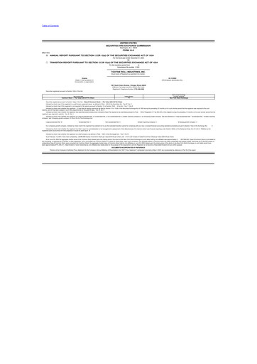 Miniature Tootsie Roll Industries
 10-K Rapport annuel 2020