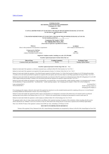 Thumbnail TG Therapeutics 10-K Annual Report 2020