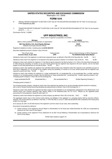 Vorschaubild UFP Industries
 10-K Jahresbericht 2020