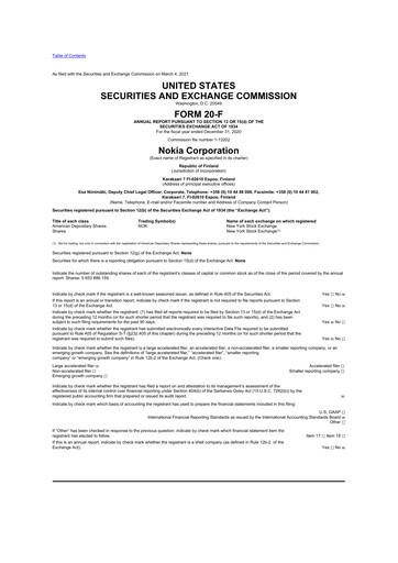 Miniature Nokia 20-F Rapport annuel 2020