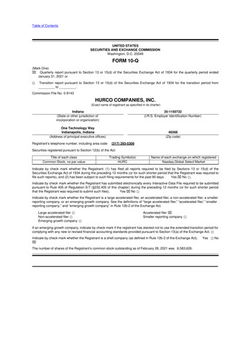Thumbnail Hurco Companies 10-Q Quarterly Report FY2021 