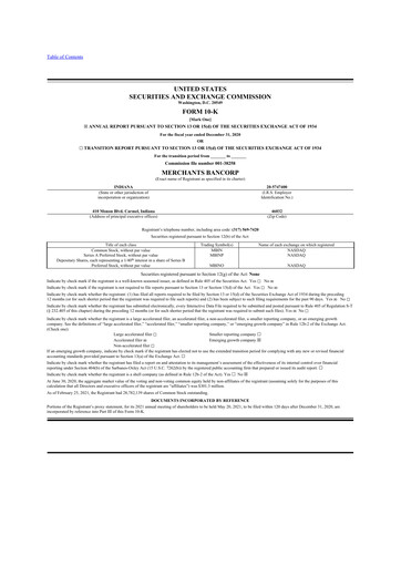 Thumbnail Merchants Bancorp 10-K Annual Report 2020