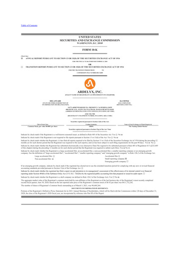 Thumbnail Ardelyx 10-K Annual Report 2020