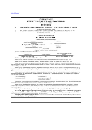 Thumbnail McEwen Mining 10-K Annual Report 2020