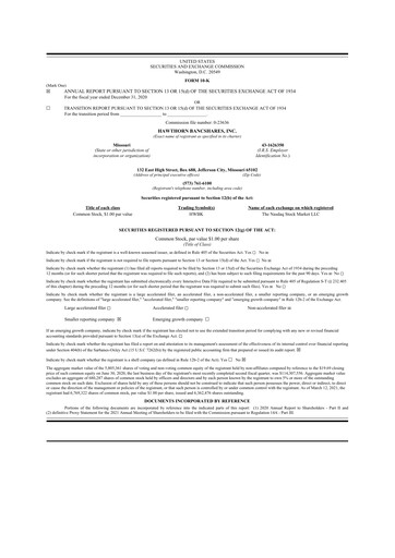 Thumbnail Hawthorn Bancshares 10-K Annual Report 