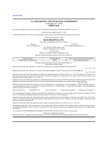 Thumbnail QCR Holdings
 10-K Annual Report 2020