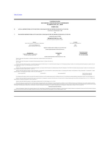 Thumbnail Desktop Metal 10-K Annual Report 2020