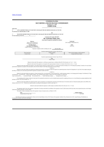 Miniature PC Connection
 10-K Rapport annuel 2020