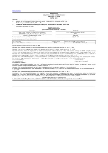 Thumbnail FS Bancorp 10-K Annual Report 2020