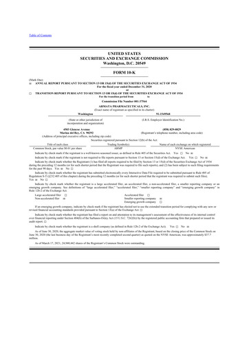 Thumbnail Armata Pharmaceuticals 10-K Annual Report 2020