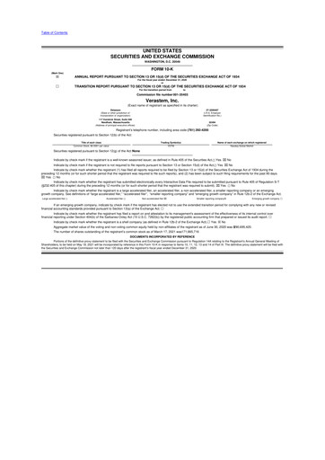 Thumbnail Verastem Oncology
 10-K Annual Report 2020