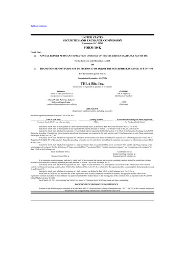 Thumbnail TELA Bio 10-K Annual Report 2020