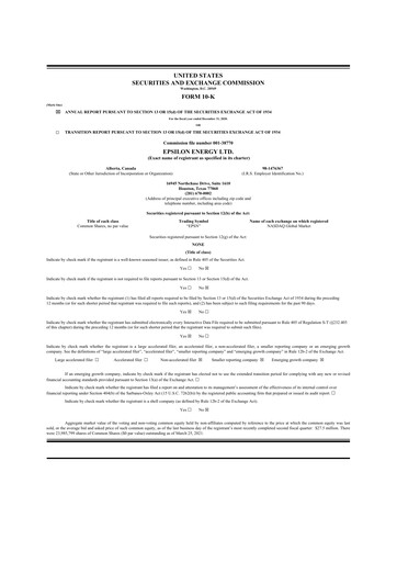 Thumbnail Epsilon Energy 10-K Annual Report 2020