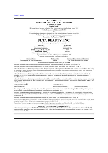 Thumbnail ULTA Beauty
 10-K Annual Report 2020