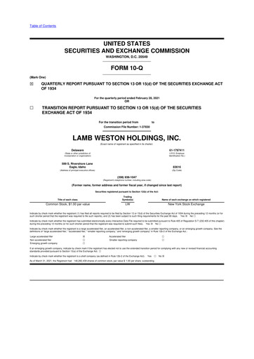 Thumbnail Lamb Weston 10-Q Quarterly Report FY2021 