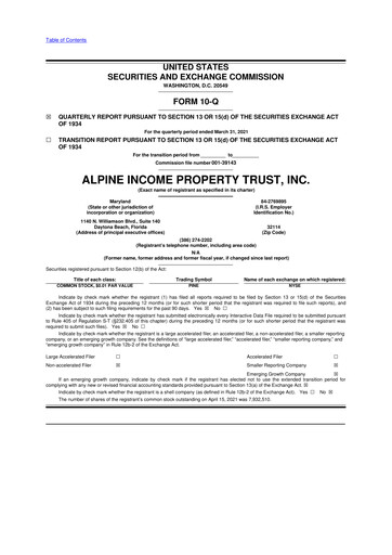 Thumbnail Alpine Income Property Trust 10-Q Quarterly Report FY2021 