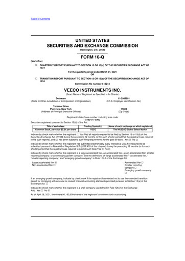 Thumbnail Veeco
 10-Q Quarterly Report FY2021 