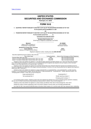 Thumbnail Sunstone Hotel Investors
 10-Q Quarterly Report FY2021 