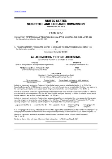 Thumbnail Allient 10-Q Quarterly Report FY2021 