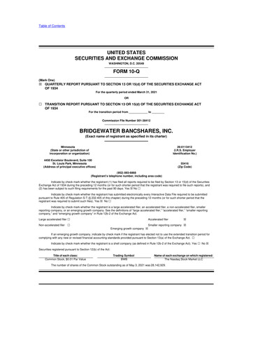 Thumbnail Bridgewater Bancshares 10-Q Quarterly Report FY2021 