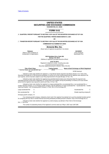 Thumbnail Annovis Bio 10-Q Quarterly Report FY 