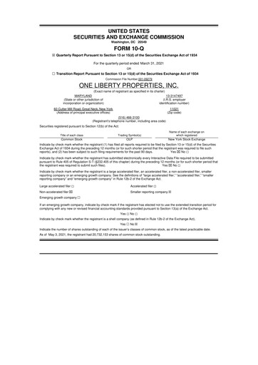 Thumbnail One Liberty Properties 10-Q Quarterly Report FY2021 