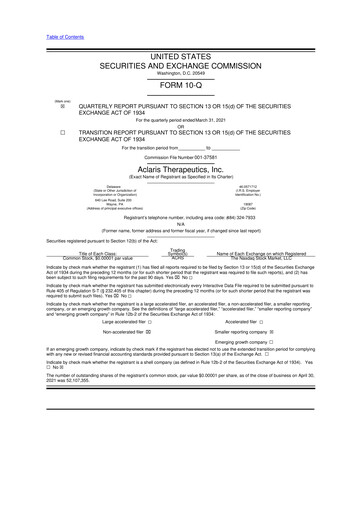 Thumbnail Aclaris Therapeutics 10-Q Quarterly Report FY2021 