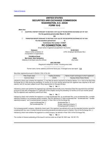 Miniature PC Connection
 10-Q Rapport trimestriel 2021 